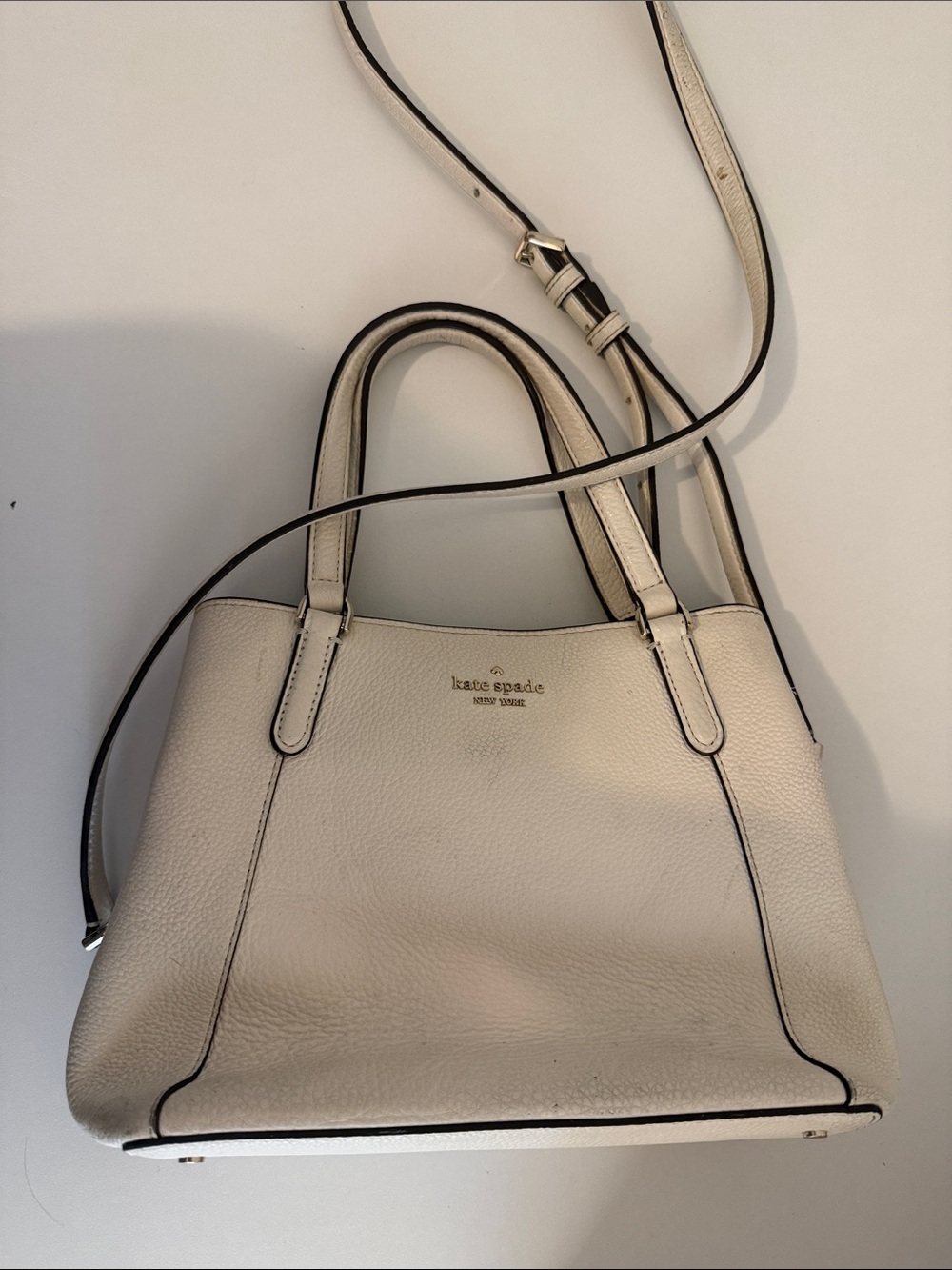 kate spade Cream Pebbled Leather Satchel Crossbody